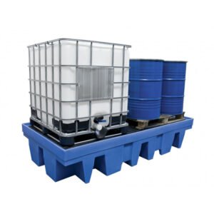 BAC DE RÉTENTION POUR 2 IBC DE 1000L AVEC GRILLE
