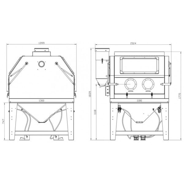 CABINE DE SABLAGE PROFESSIONNELLE 1200 L DOUBLE AVEC ASPIRATION – Image 8