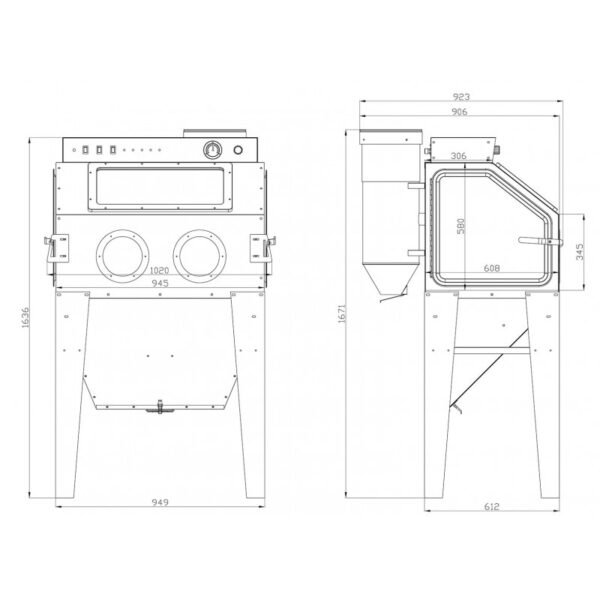 CABINE DE SABLAGE PROFESSIONNELLE 350 L AVEC ASPIRATION + TÊTE SABLAGE FIXE – Image 10