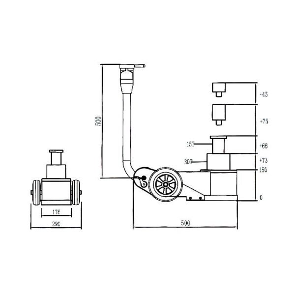 CRIC ROULEUR HYDRO-PNEUMATIQUE PORTABLE 15-30 T – Image 11