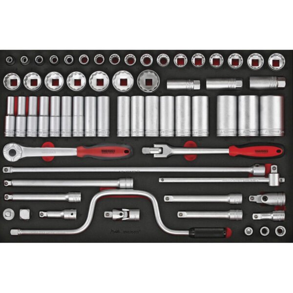JEU DE DOUILLES & ACC 1/2" 8-36MM 63PCS EVA-TRAY