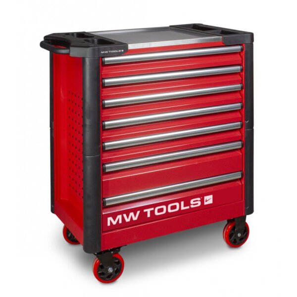 SERVANTE D'ATELIER COMPLÈTE PLATEAU INOX ROUGE 211 OUTILS – Image 2