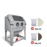 PACK CABINE DE SABLAGE PROFESSIONNELLE 990 L + 2X 25 KG D'ABRASIFS SABLE CORINDON ET PERLES DE VERRE