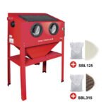 PACK CABINE DE SABLAGE 220 L + 25KG DE PERLES DE VERRE ET 25KG DE CORINDON BRUN
