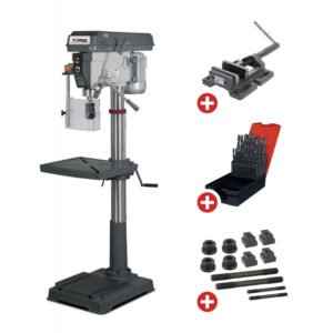 PACK PERCEUSE À COLONNE CM4 Ø30 MM 230V FS32M + ÉTAU DE PERÇAGE + BOULONS DE SERRAGE + JEU DE MÈCHES