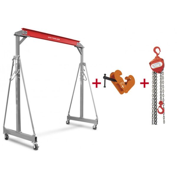GRUE À PORTIQUE 3T + PALAN À CHAÎNES AVEC PINCE À POUTRE – Image 3
