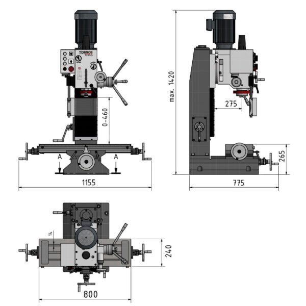 PERCEUSE-FRAISEUSE CM4/M16 X:450 Y:200 Z:430 MM 1,1KW 400V – Image 7