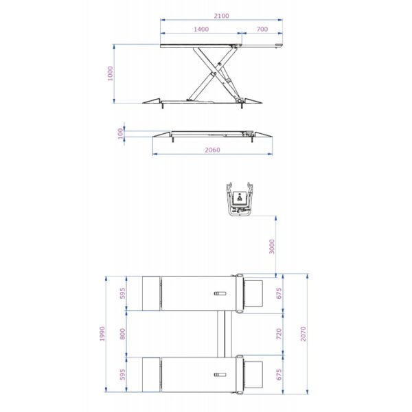 PONT À CISEAUX HYDRAULIQUE 3 T TYPE LONG – Image 6