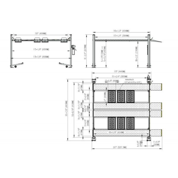 PONT PARKING ÉLÉVATEUR 4 COLONNES 4T 230V 4200MM 4 VÉHICULES – Image 7
