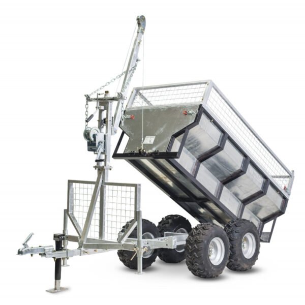 REMORQUE 1000 KG AVEC BENNE GALVANISÉE ET GRUE – Image 2