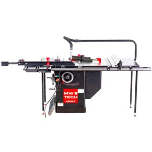 SCIE À FORMAT SUR TABLE PROFESSIONNELLE AVEC CHARIOT UNIVERSEL 1,5M DIAM. 250 MM 4KW 400V