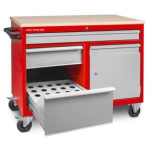 ÉTABLI MOBILE 3 TIROIRS + 1 ARMOIRE INCL. PORTE-CÔNES ISO40