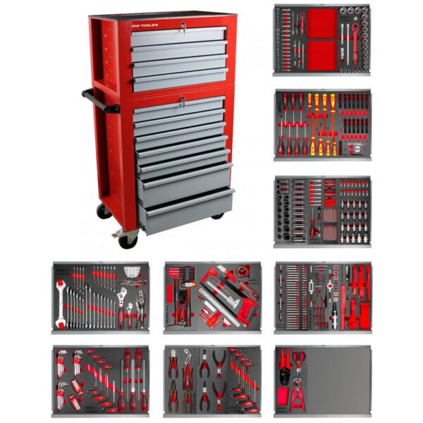 SERVANTE D'ATELIER COMPLÈTE HAUTE AVEC COFFRE 512 OUTILS