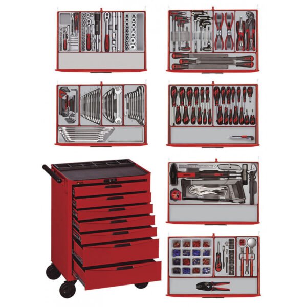 SERVANTE D'ATELIER COMPLÈTE PRO 491 OUTILS TENG