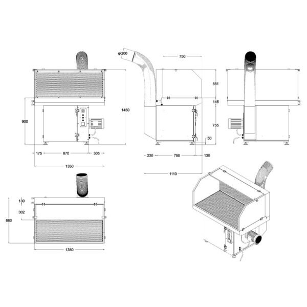 TABLE D'ASPIRATION DE FUMÉES ET DE POUSSIÈRES 1350X800MM 220V – Image 8