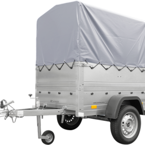 REMORQUE SIMPLE ESSIEU 200X106 AVEC BÂCHE HAUTE, ARCEAU, REHAUSSES DE RIDELLES ET ROUE JOCKEY - GARDEN TRAILER 200 KIPP