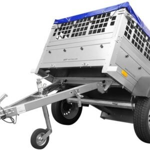 PETITE REMORQUE À VENDRE - GARDEN TRAILER 150 KIPP [AVEC BÂCHE PLATE BLEUE, ROUE JOCKEY ET TIGES DE SUPPORT BÂCHE