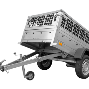 REMORQUE GRILLAGÉE 200X106 AVEC BÂCHE PLATE GRISE, RIDELLES GRILLAGÉES ET ROUE JOCKEY - GARDEN TRAILER 200 KIPP