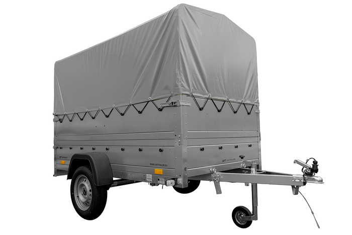 REMORQUE HAUTE AVEC REHAUSSES DE RIDELLES ET BÂCHE HAUTE - 2,30 X 1,25 M - GARDEN TRAILER 230 KIPP