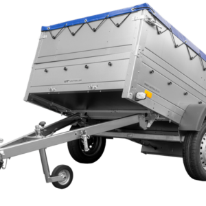REMORQUE PERMIS B AVEC REHAUSSES ET BÂCHE PLATE GARDEN TRAILER 201 KIPP 500 KG 200 X 125 CM